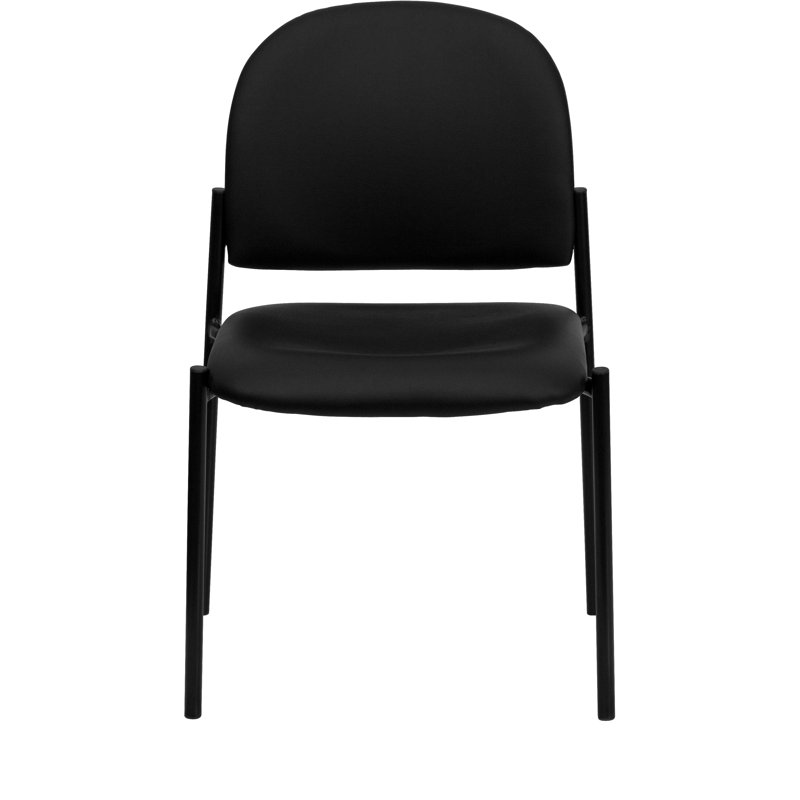 Sleek Black Vinyl Metal Stacking Side Chair