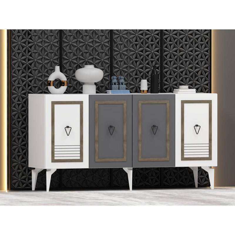 Console, Blanc / anthracite / noyer
