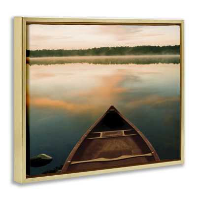 Canoe on Lake Warm Sunrise, toile encadrée dorée encadrée par Danita Delimont