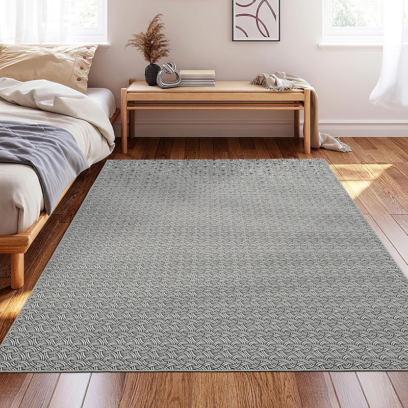 Tapis tressé réaliste lavable à la machine, antitache, antidérapant et doux pour l'intérieur, tapis antidérapant (noir)
