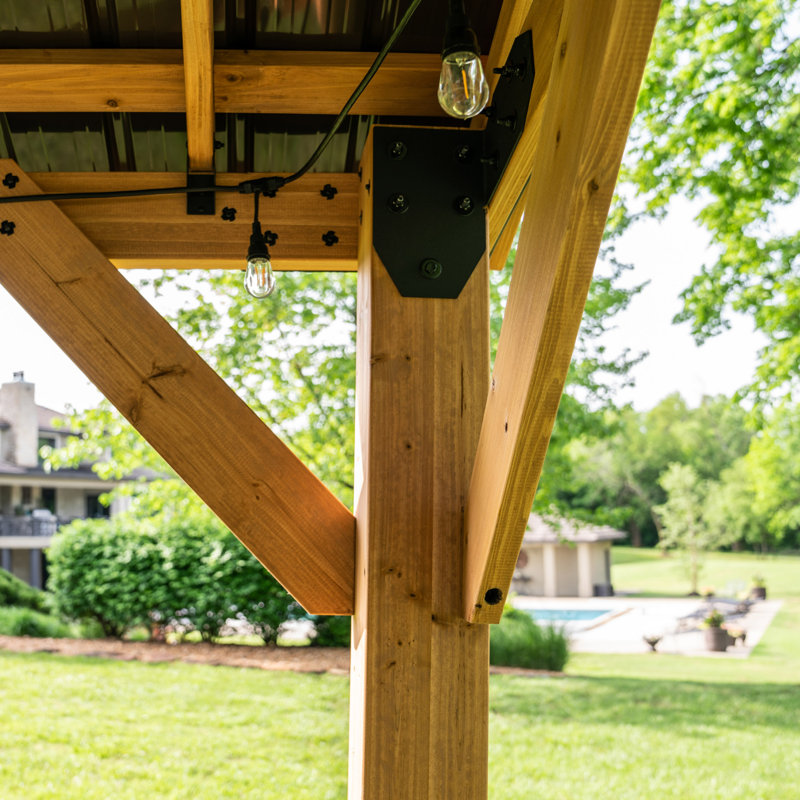 Norwood 10x10 Cedar Wood Gazebo with Steel Roof