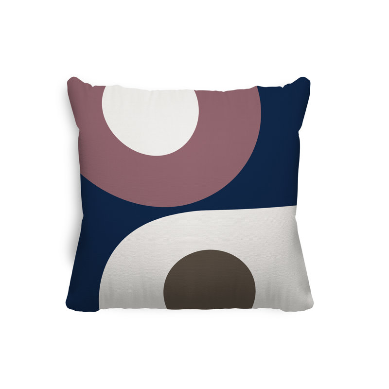 Coussin décoratif intérieur / extérieur Pitto, L 15 po x H 15 po, Mauve / beige / bleu marine