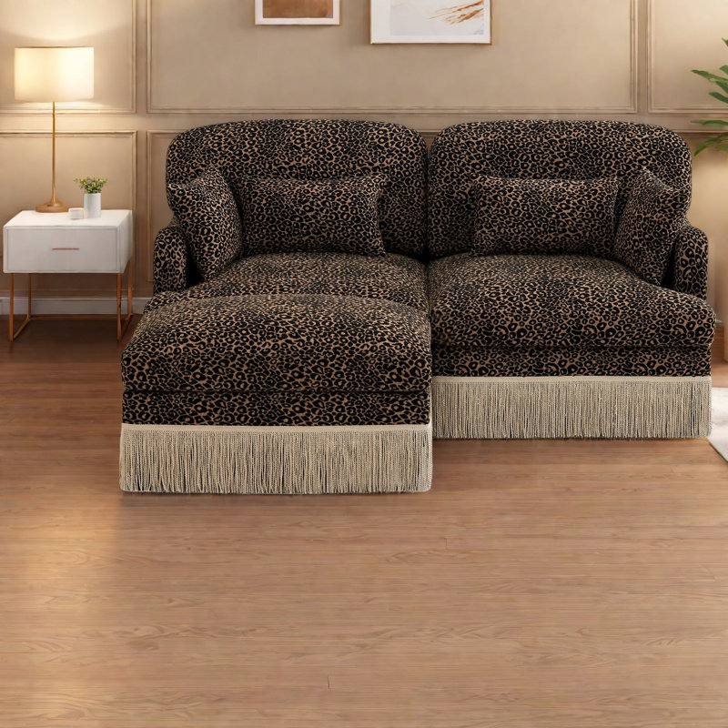 Causeuse modulaire avec repose-pieds Modern Sofas, Leopard Chenille