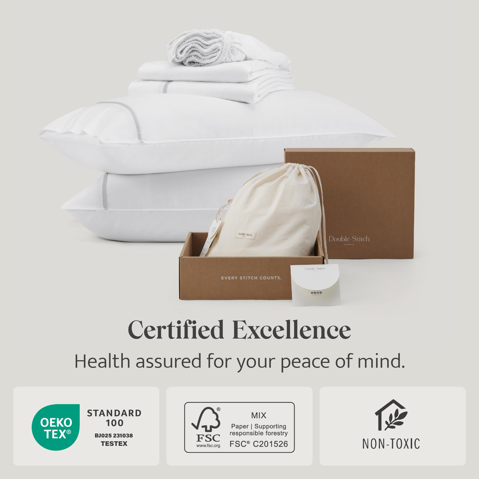 Double Stitch Sheet Set, Bright White Contrast, California King Sheet Set