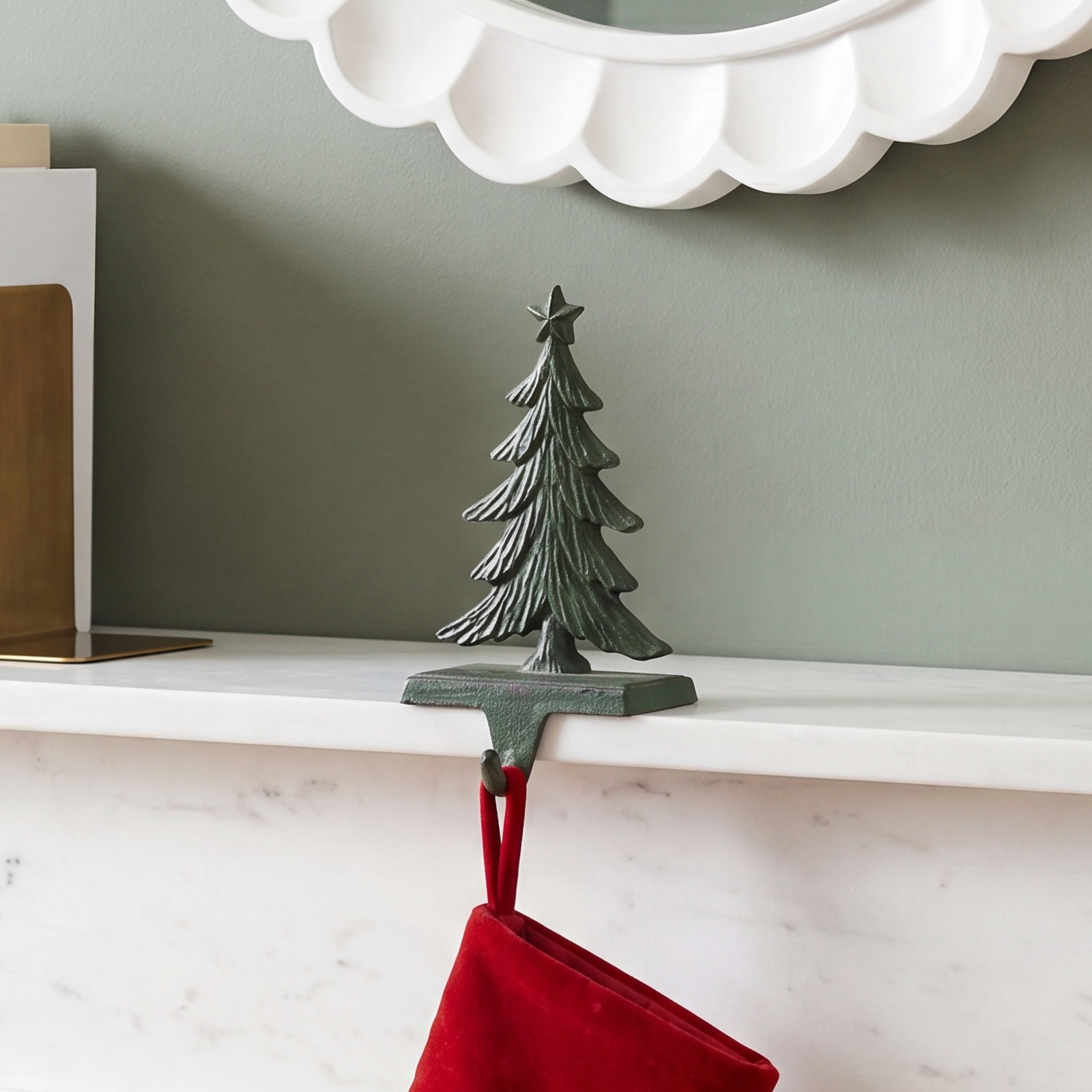 Christmas Tree Cast Iron Stocking Holder