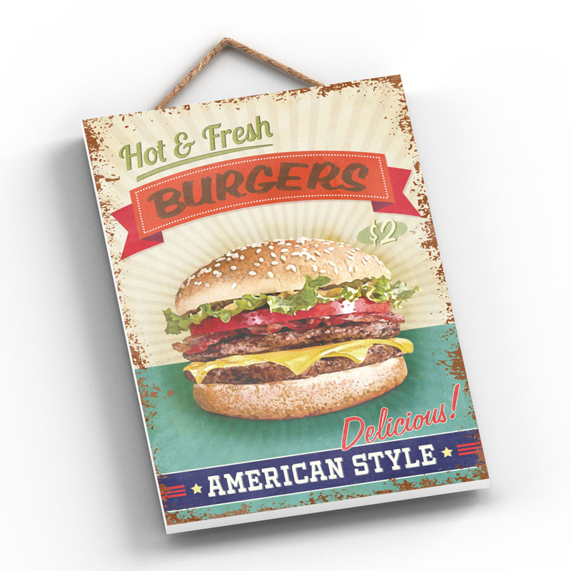 Hot Fresh Burgers - Print on MDF
