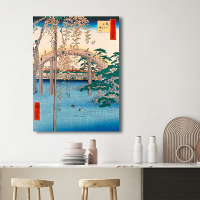 Wisteria At Kameido Tenjin Shrine by Ando Hiroshige - Wrapped Canvas Print