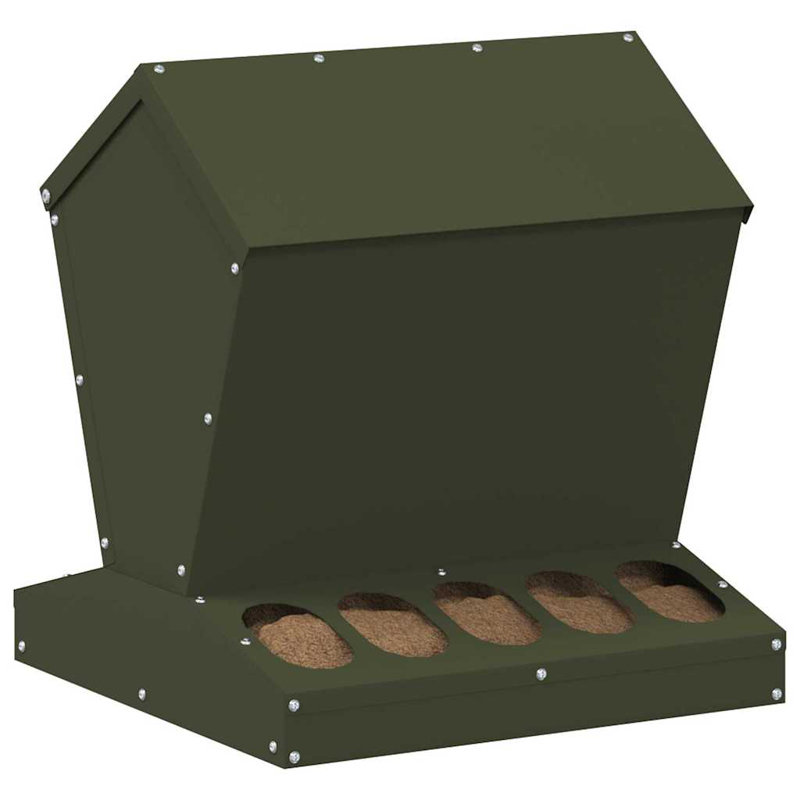 Cold-Rolled Steel Feeder, Olive Green, 45cm H x 40cm W x 40cm D