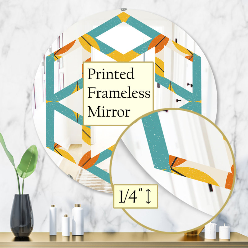Miroir mural hexagonal en losanges éclectique, H 31,5 po x l po