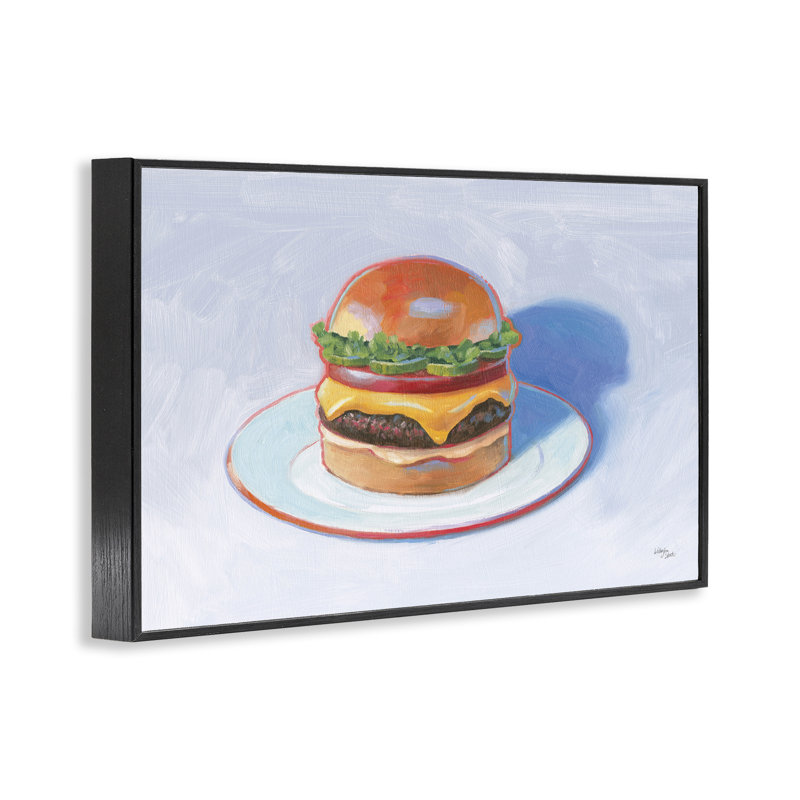 Burger sur plaque, estampe numérique par Wild Apple, Giclée encadrée noir minuit, H 16 po x l 24 po