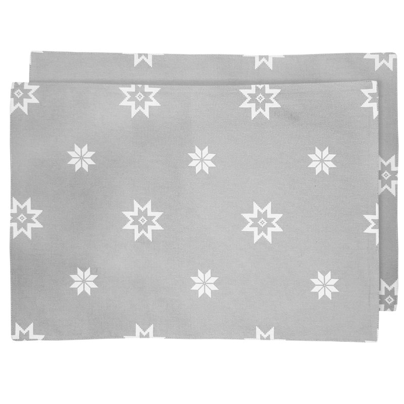 Maeva Cotton Geometric Rectangle Placemat, Silver Grey