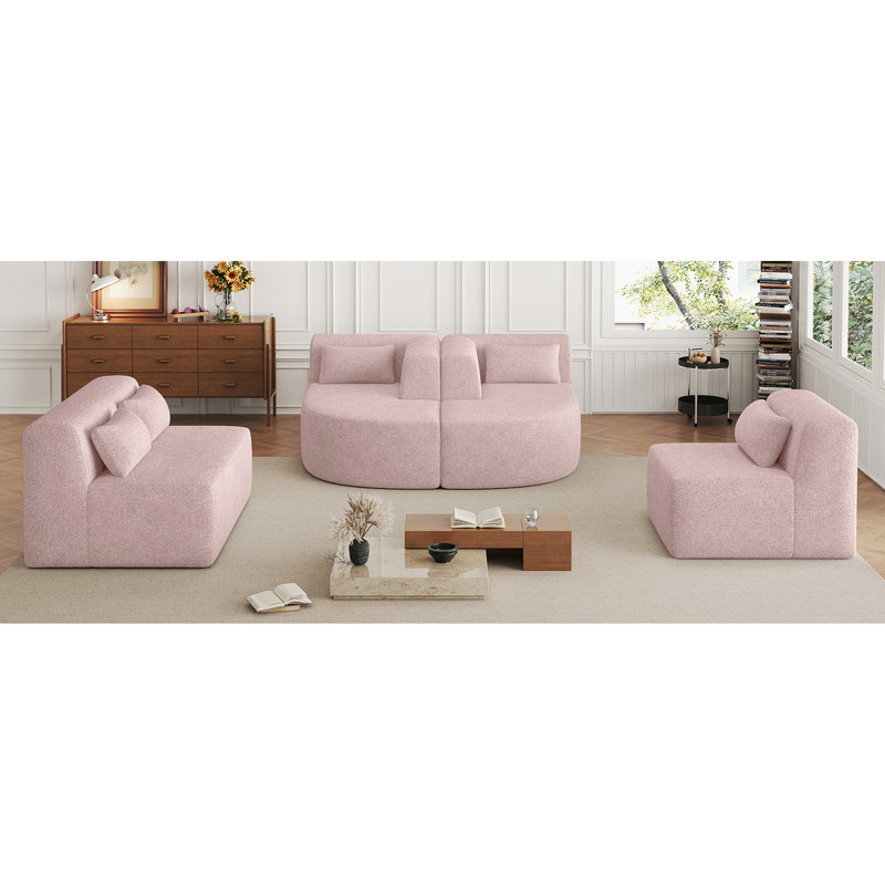 Rose avec motif combiné de 144 po, deux chaises longues amovibles, cinq coussins de dossier et des modules de détente confortables, une durabilité à long terme