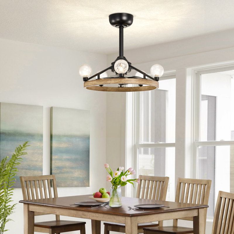 Ventilateur de plafond 20,3 "moderne réversible en cristal noir mat avec ensemble d'éclairage de salon / chambre à coucher