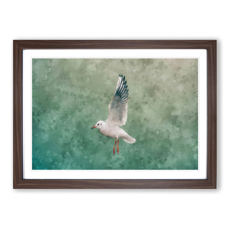 Seagull - Picture Frame Painting Print, 33cm H x 45cm W x 2cm D, Walnut Framed