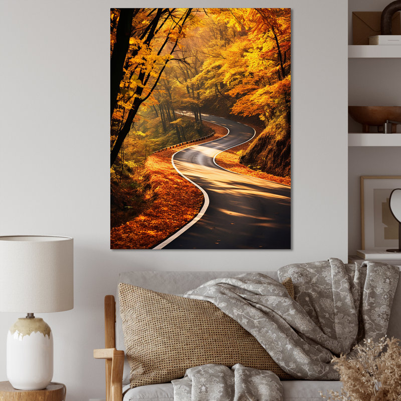 Chemin doré de l'automne, H 32 po x l 16 po x P 1 po, Cadre flottant noir