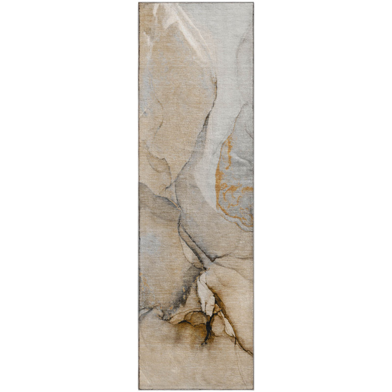 Premium Machine Washable Cerrito AMF506 Beige Rug, Runner 2'3" x 7'6"