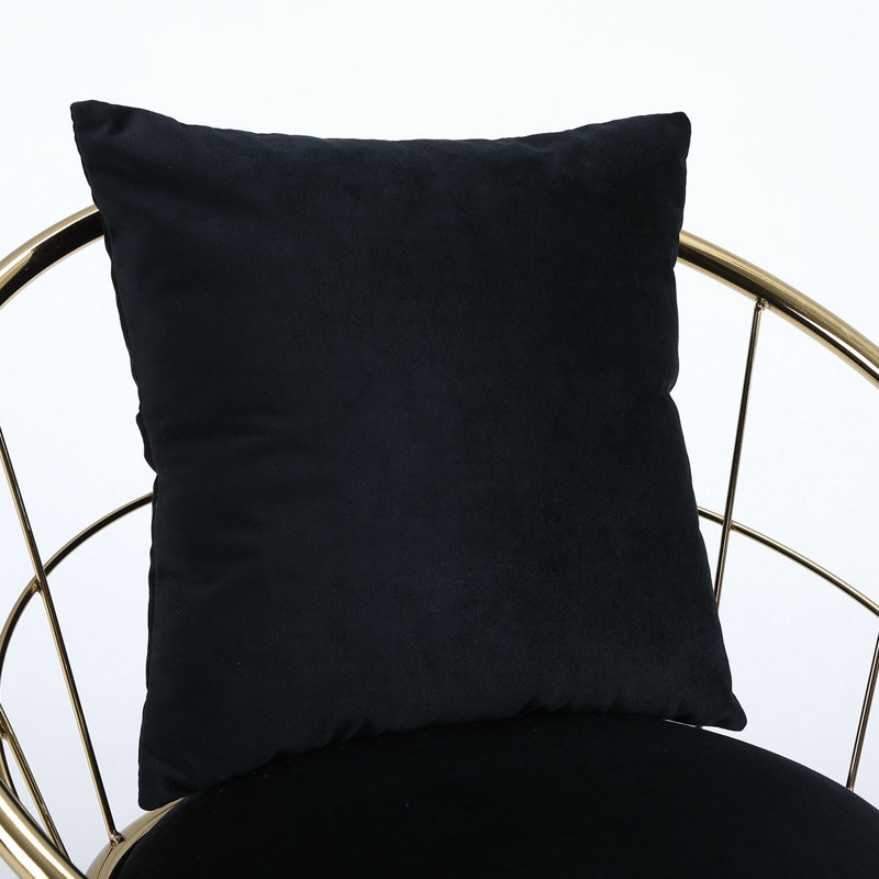 Chaise de bar en velours Krisheena, plaquée or pur, conception unique, rotation à 360 degrés., Noir