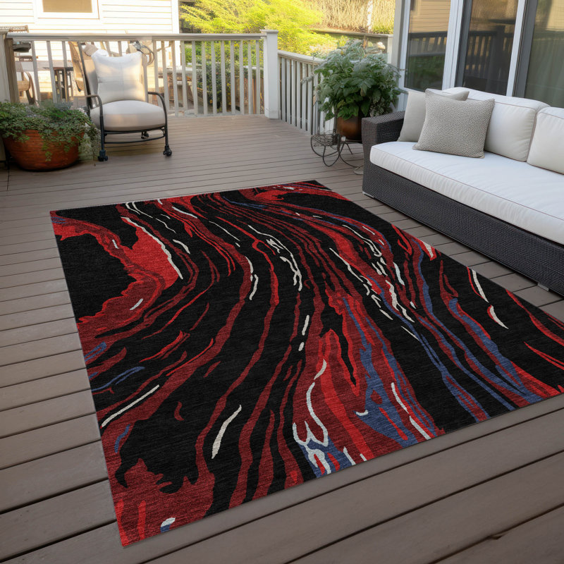 Tapis noir intérieur / extérieur Aureva , 2 pi 6 po x 3 pi 10 po