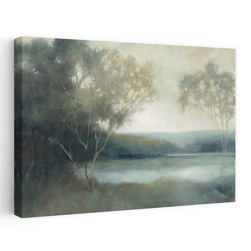 Early Lake contemporain noir bleu gris brun nuage, H 24 po x l 16 po