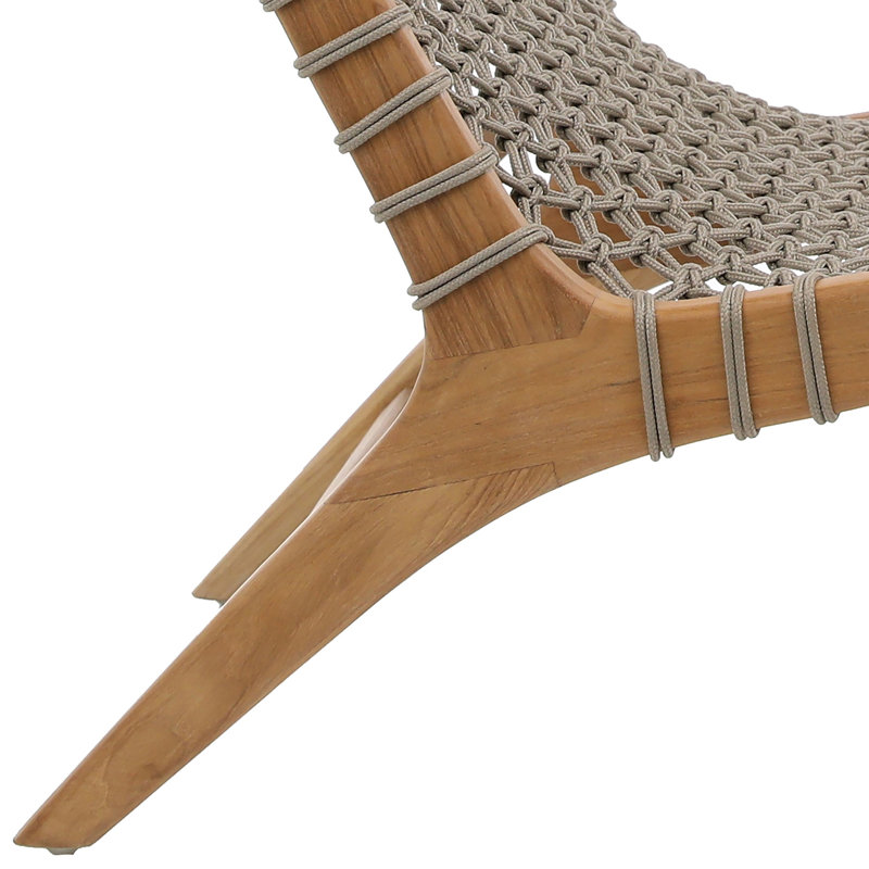 Mario Teak Wood and Rope Outdoor Occasional Chair, Gray