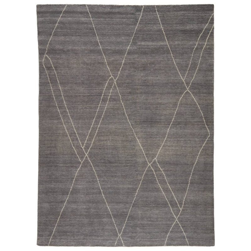 Wendy Jane Moroccan Area Rug in Dark Gray/White, Rectangle 5' x 8'
