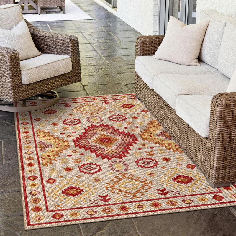 Tapis intérieur / extérieur Marlenia Marlenia, Rectangle 4 pi 1 po x 6 pi 1 po