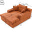 Chaise longue orange surdimensionnée 64 po x 46 po, lit rembourré avec fausse fourrure douce, conception ergonomique confortable pour la sieste dans la chambre à coucher, lecture d'éponge à haute densité, structure-46722027