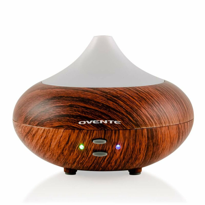 OVENTE Essential Oil Aromatherapy Diffuser 3.38 Oz with Cool Air Humidifier & LED Lights, Ultrasonic Humidifier Tech with Auto Power Off and Low Noise Quiet for Home Office Bedroom, White DF4695DW