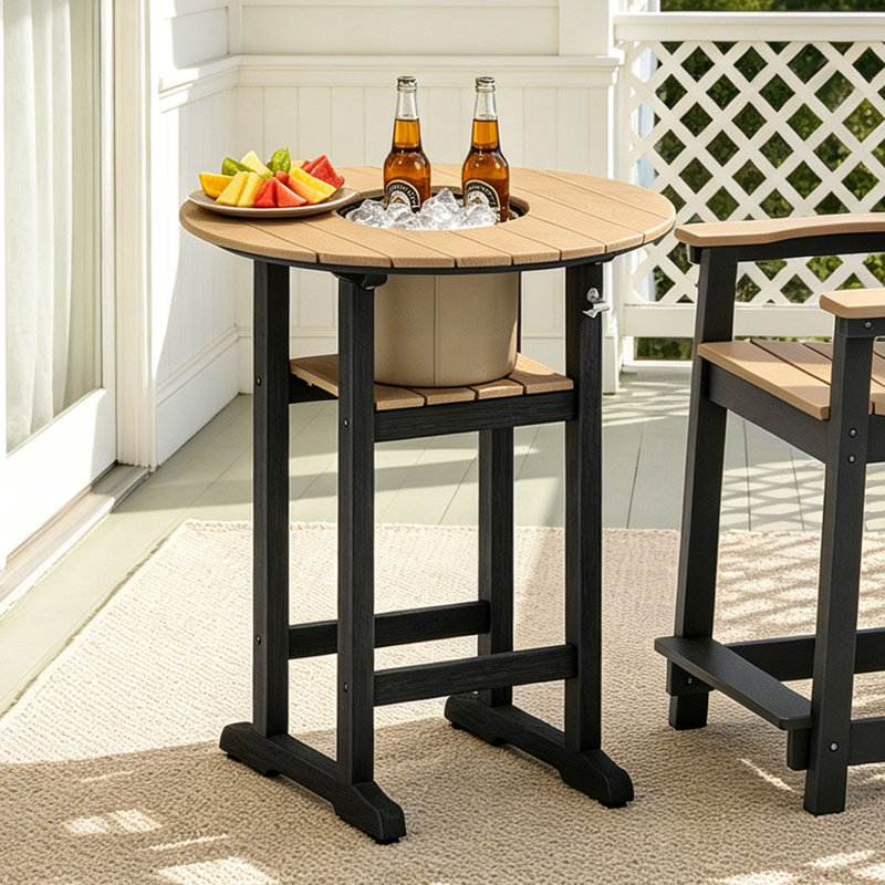 31.5 Inch All-Weather Patio Bar Table, Round HDPE Outdoor Table