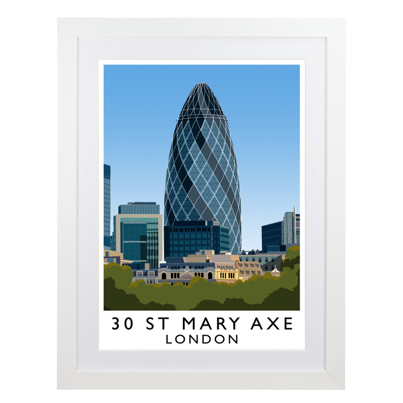 30 St Mary Axe 1 by Richard O'Neil - Print, White Wood Frame, 43.5 cm H x 33.5 cm W x 2.2 cm D