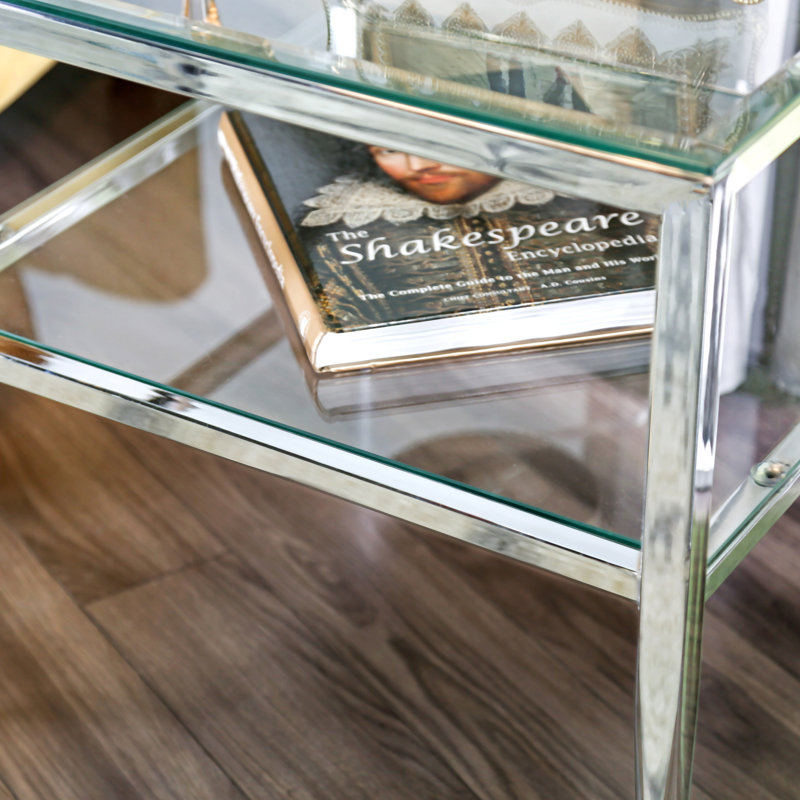 Glass Top End Table, Chrome
