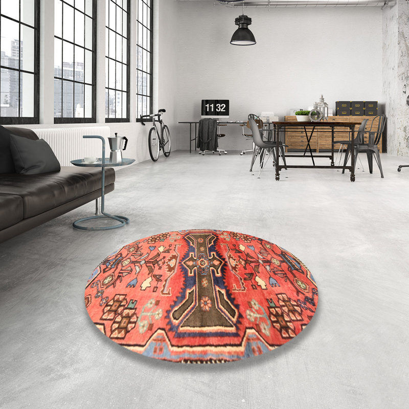 Tapis rouge/vert traditionnel Rockleigh, Rond 5 pi