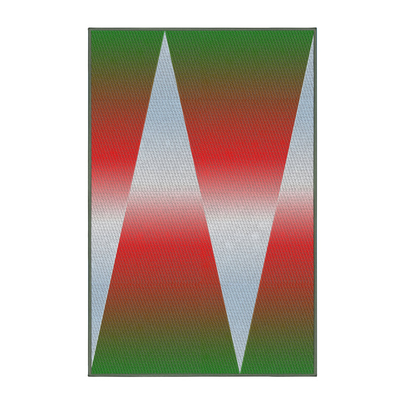 Tapis noir/vert/rose à motifs, Rectangle 3 pi x 5 pi