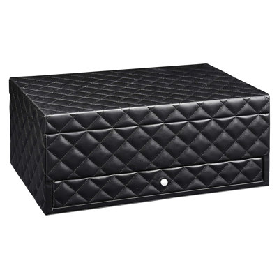 Luxury Wooden Jewelry Box Organizer With Mirror, Drawers And Trays For Earrings Necklaces Rings - Premium Faux Leather Lining And Spacious Storage Compartments