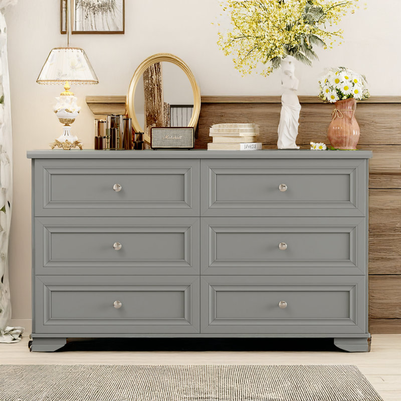 Commode 6 tiroirs, Gris
