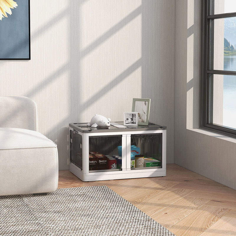 Stackable Storage Bins With Lids, Wheels, And Collapsible, White