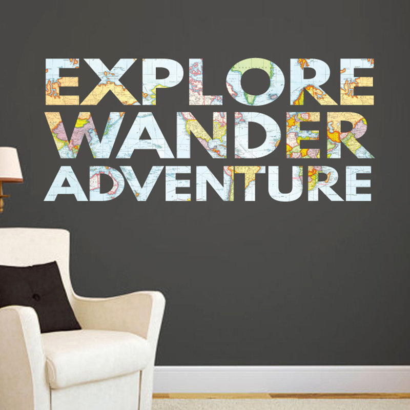 Décalcomanie murale « explore adventure errant adventure », H 26 po x l 60 po