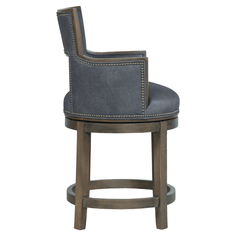 Tabouret pivotant Sidecar, Tabouret de comptoir (siège d'une hauteur de 26 p, Amande chamois, Étain 9953