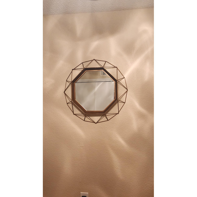 Miroir décoratif à cadre en métal géométrique avec supports de fixation Okeefe