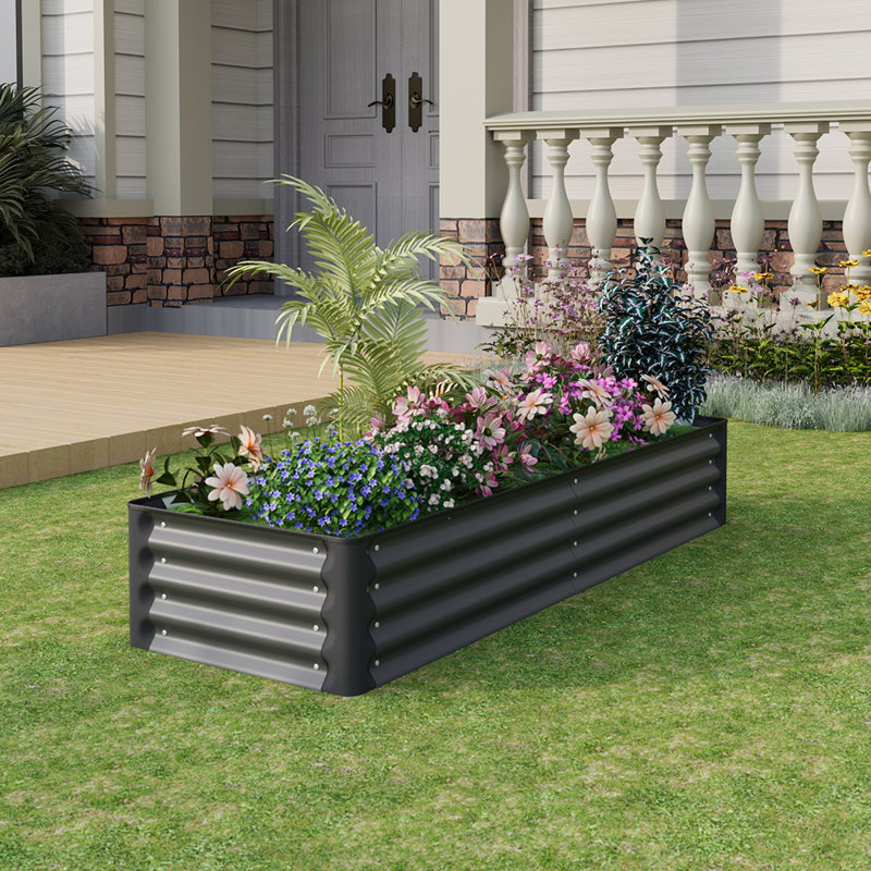 Metal Raised Garden Bed, 30" H x 180" W x 60" D, Dark Grey