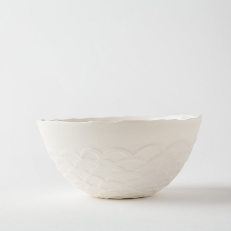 Bol décoratif en porcelaine blanche Ecaille