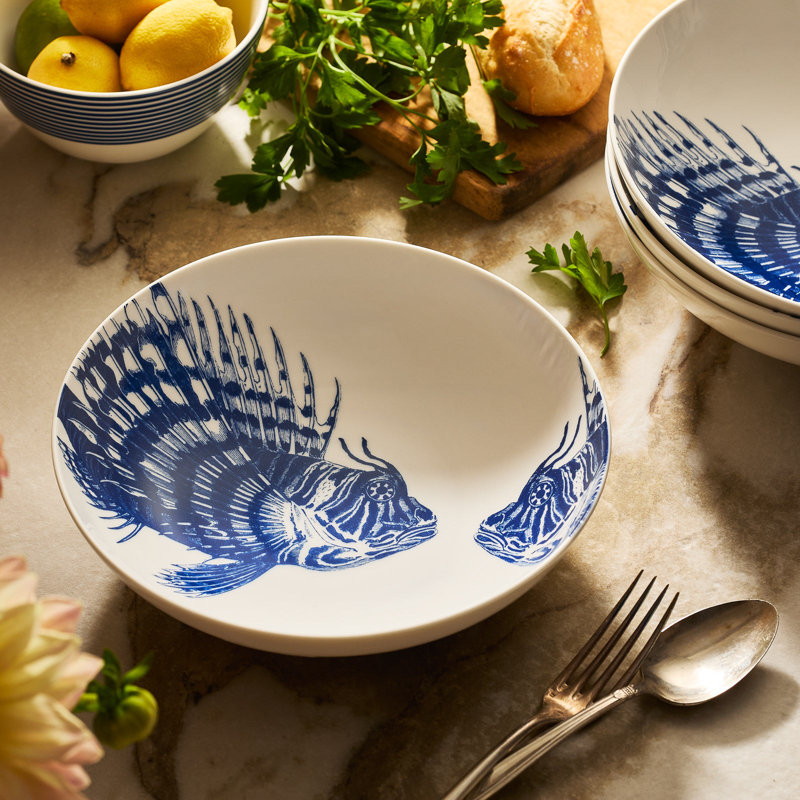 Spiky Fish Porcelain Serving Bowl
