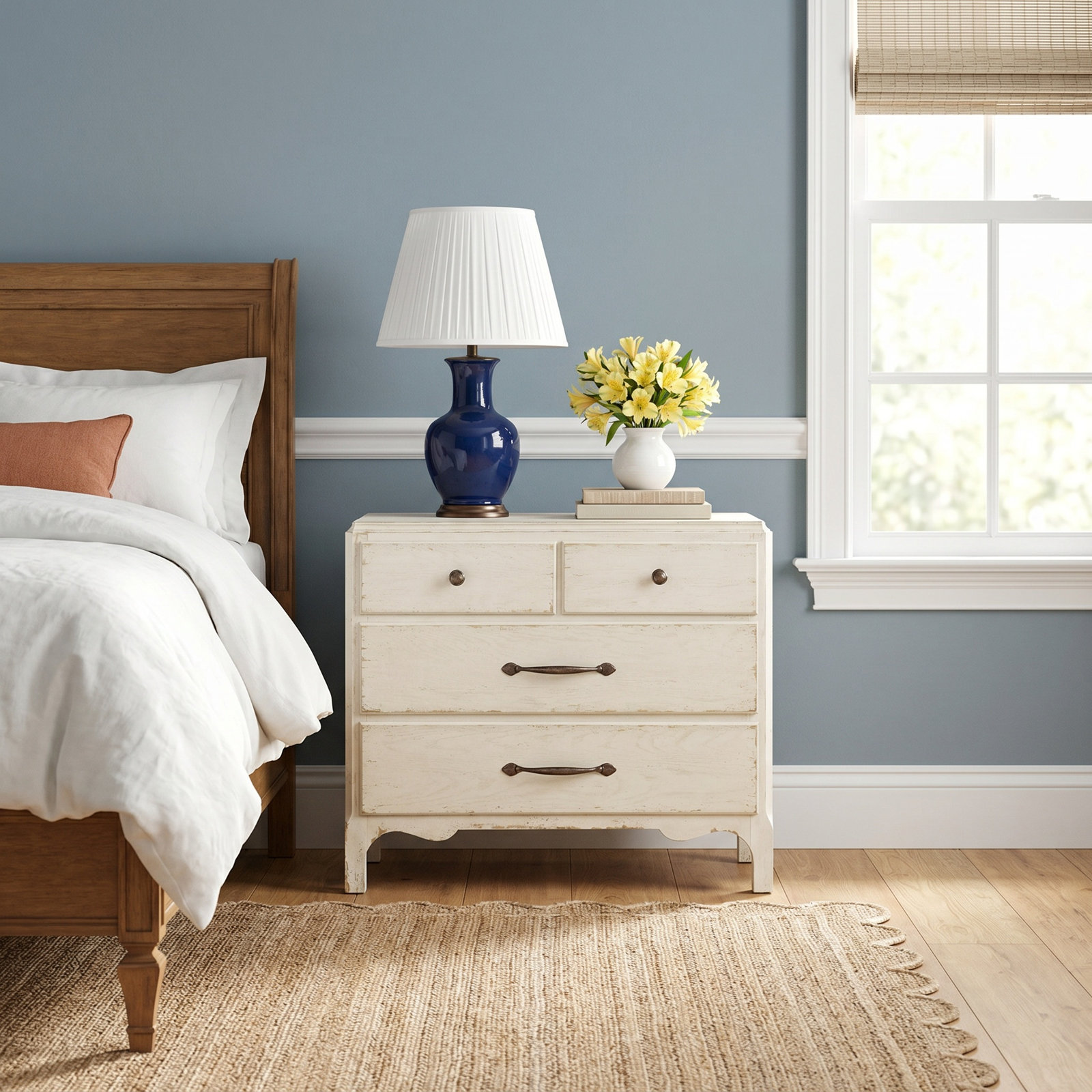 Alcy Oak Nightstand, Cream/Beige