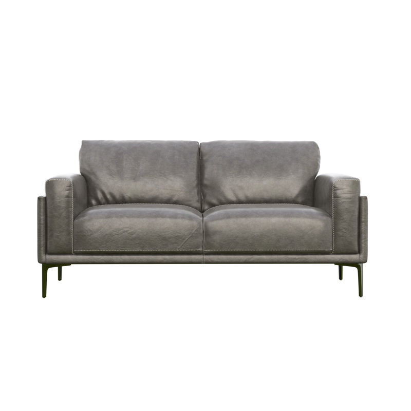 Causeuse en cuir Rencher, H 33,5 po x l 68 po x P 34,3 po