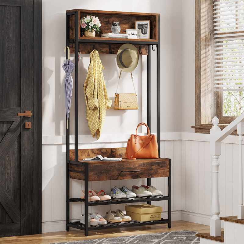 Tamesna Hall Tree 80cm Wide with Bench and Shoe Storage