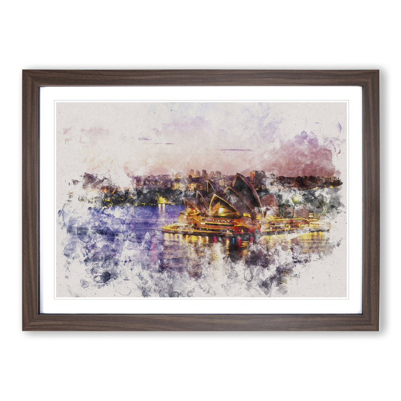 Sydney Opera House Vol.2 - Picture Frame Painting, Walnut Framed, 48cm H x 65cm W x 2cm D