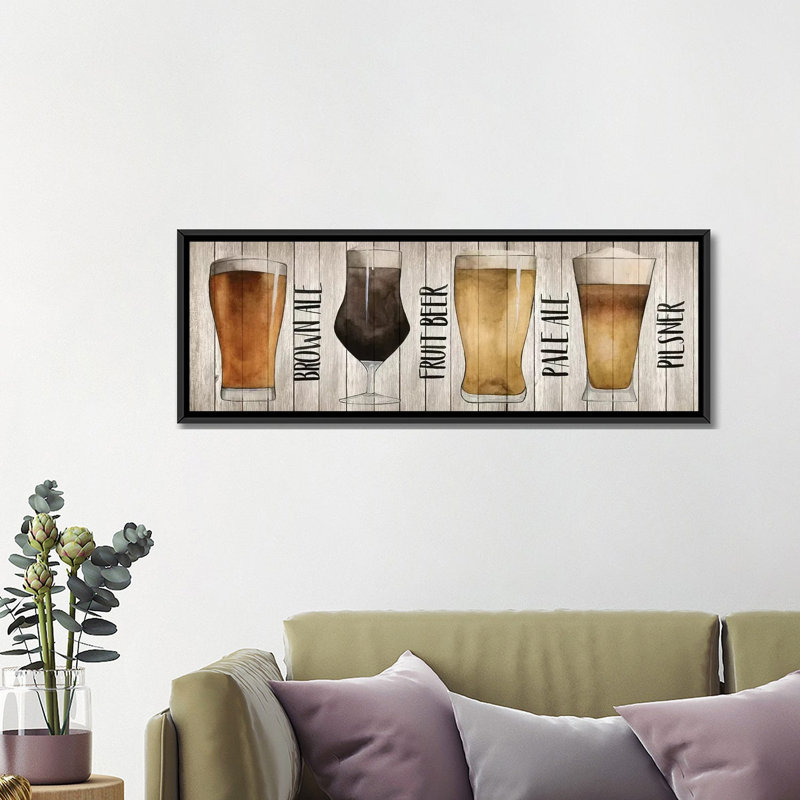 « bière chart i », impression sur toile, H 16 po x l 48 po x P 1,5 po, Cadre noir
