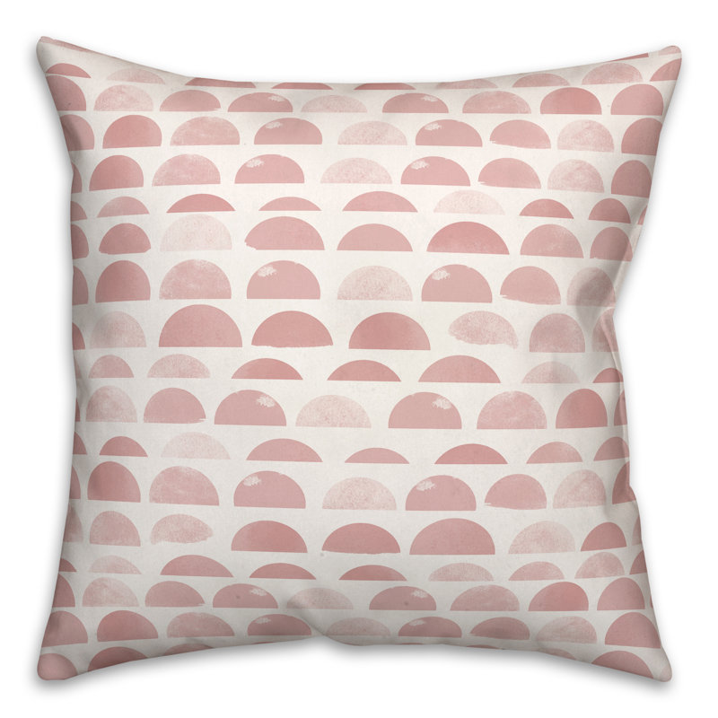 Housse et insert de coussin carré extérieur demi-cercles 7, 16 po x 16 po, Rose