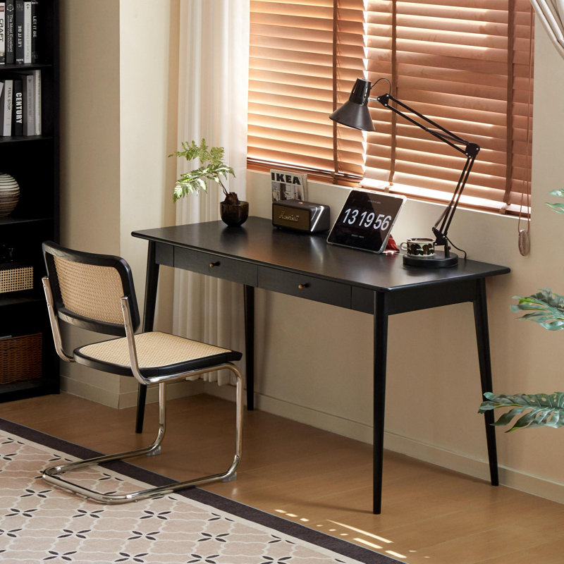 Bureau en bois massif avec tiroir MCM, Brown, 47.7"W x 22.04"D