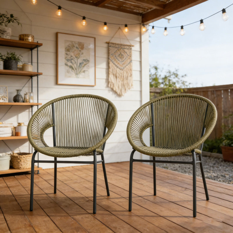 Chaise en osier pour l'extérieur, Vert